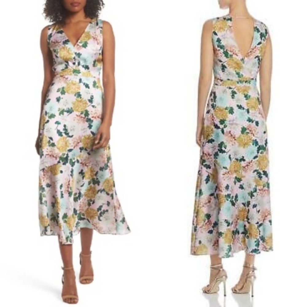 Sam Edelman Elegant Pink Garden Party Floral Sleeveless Maxi Dress